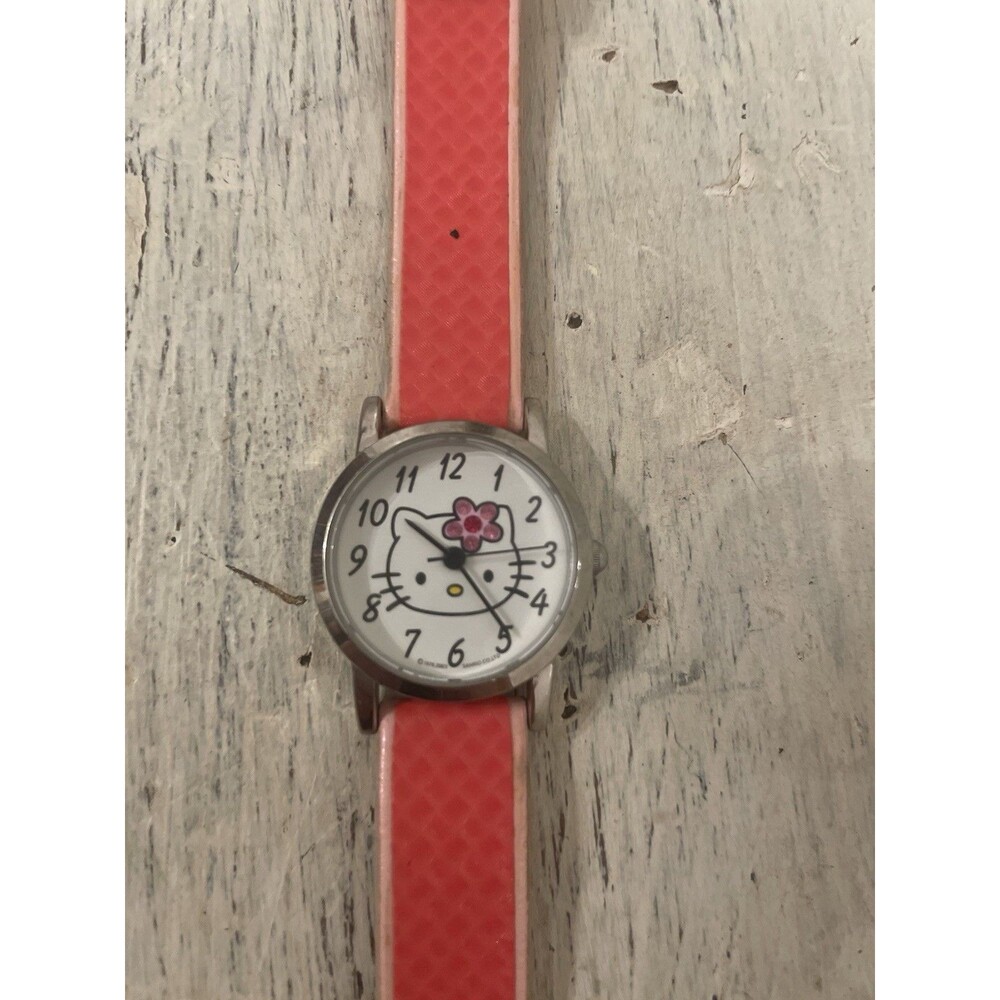 Vintage Sanrio Hello Kitty Rhinestone & Pink Analog Wristwatch New Battery